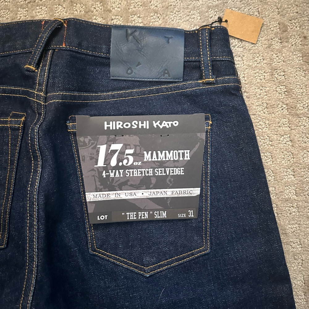 NEW hiroshi kato pen slim selvedge jeans mammoth 17.5 oz stretch Elvis sz 31 - Picture 8 of 16